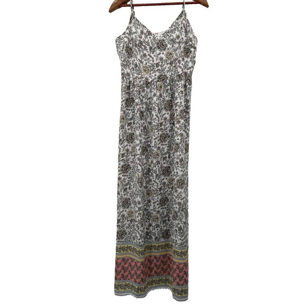 Loft Size 8 Maxi Dress Sleeveless Floral BOHO Casual Beach Cruise Blue White NEW